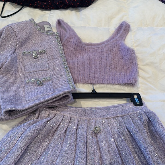 Self Portrait Fluffy Cropped Knit Top in Lilac, M - Picture 14 of 14